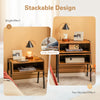 Stackable nightstand shelf with metal frame, featuring spacious storage and retro design for versatile home use.