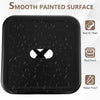 Square black seat of a 30-inch bar stool with handling hole, featuring a smooth surface and X-shaped design for.