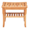 Bamboo shower chair bench with storage shelf, moisture-resistant, eco-friendly design, ideal for bathroom or sauna use.