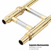 Close-up of the B Flat trombone's golden brass tubing, showcasing exquisite workmanship and durable construction.