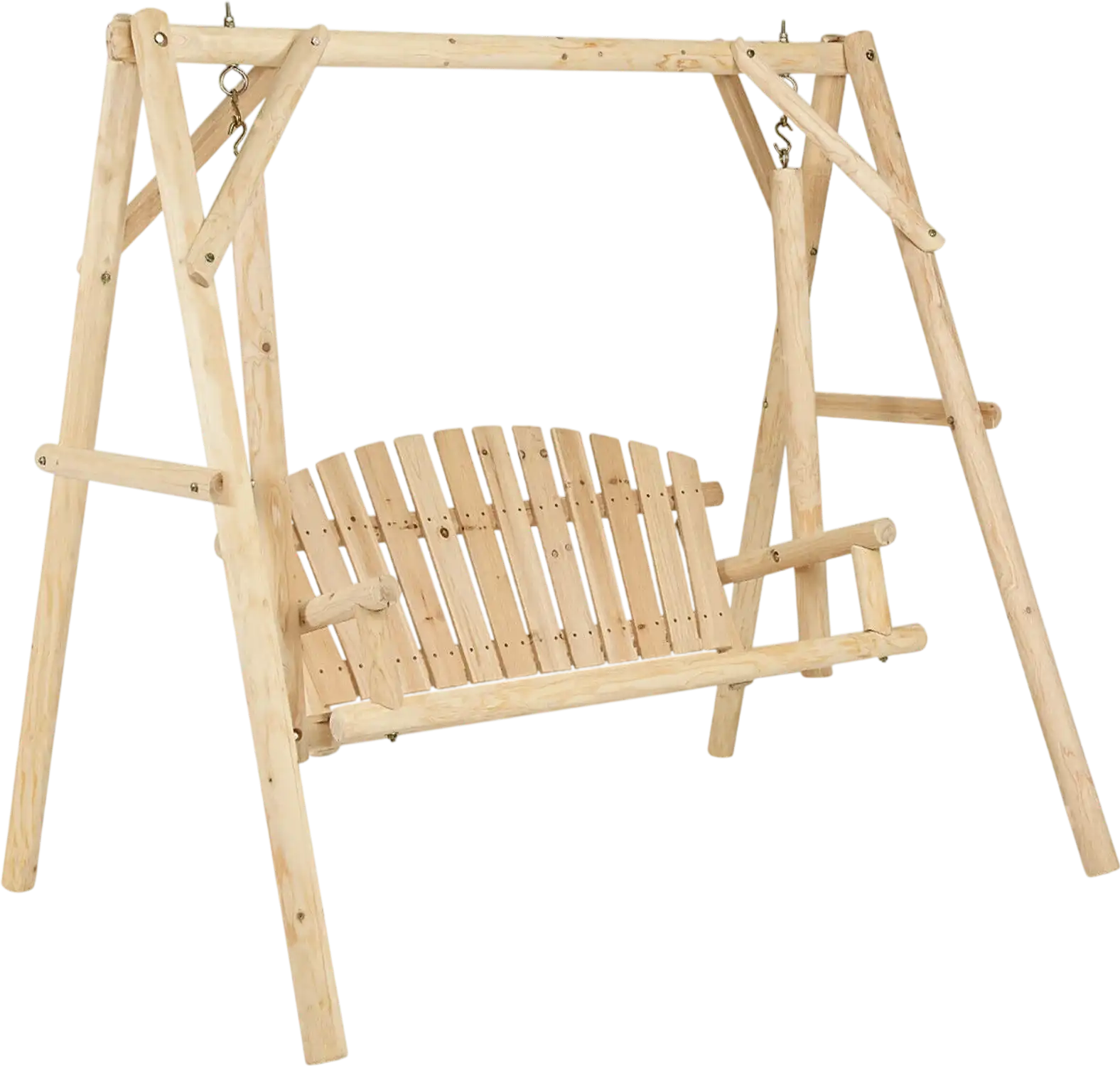 Costway Outdoor Wooden Porch Bench Swing Chair Rustic Curved Back 53864291 New