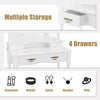 White vanity set with tri-fold mirror and 4 drawers for ample storage, perfect for organizing cosmetics and makeup.