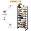 10-tier free-standing metal frame shoe rack with compact design, removable layers, and easy cleaning for hallway.