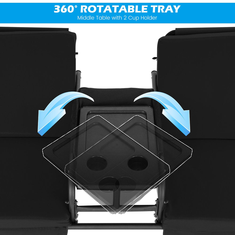 360° rotatable tray with cup holder for the Porch Swing Chair, enhancing convenience for outdoor relaxation.