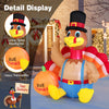6-foot inflatable turkey with pumpkin, featuring bright LEDs, perfect for Thanksgiving lawn decor and festive.