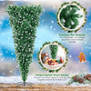 Detail view of the 7.5 ft pre-lit upside down Christmas tree, highlighting the premium PVC material and snowy branch.