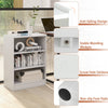 3-tier white bookcase with adjustable shelves, anti-toppling device, and non-slip foot pads for versatile home use.