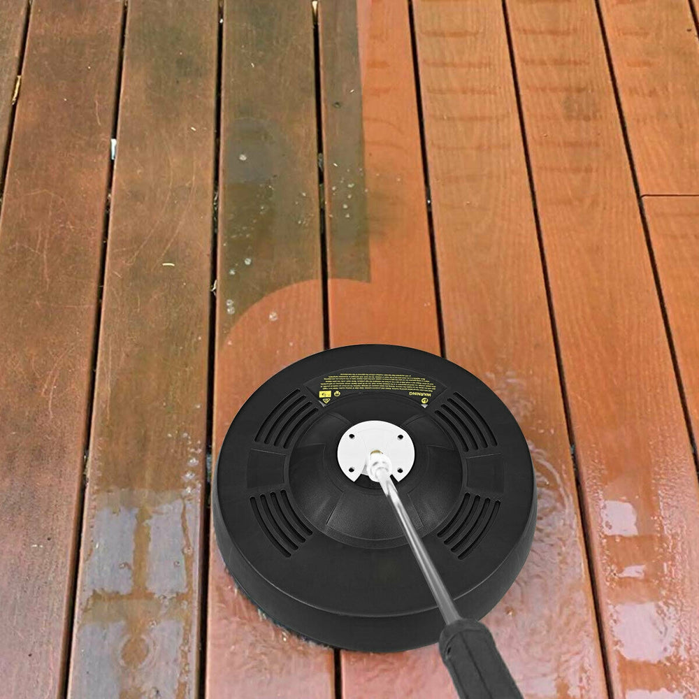 Close-up of the 3000psi pressure washer surface cleaner attachment showing its black PP plastic shell for effective.