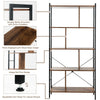 4-tier industrial bookshelf with metal frame and thick chipboard, featuring adjustable feet for stability in any room.