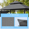 Gray 13.5 x 4 ft patio BBQ grill gazebo with dual side awnings and 2-tier canopy for enhanced ventilation and safety.