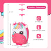 Kids rolling luggage in pink with cute ears, 16 inches, 3-level telescoping handle, and 2 flashing wheels for travel.