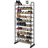 10-tier free-standing metal frame shoe rack with spacious layers, ideal for hallway and entryway storage.