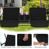 Two-seat porch swing chair in black with adjustable canopy, featuring thick cushions and a convenient middle tray.