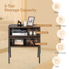 Stackable nightstand shelf with metal frame, spacious tabletop, and three tiers for books, cups, and decor in retro.
