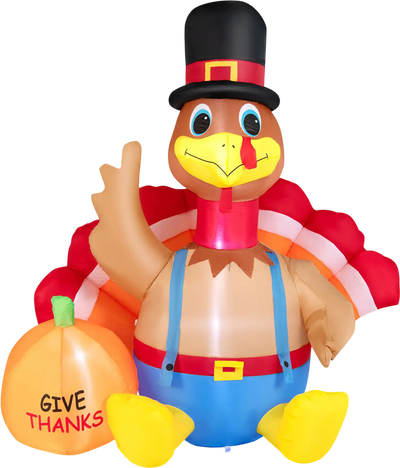 Costway 6' Thanksgiving Inflatable Turkey Pumpkin Harvest Decor w/ Lights 18026345 New