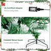 Pre-lit 7.5 ft upside down Christmas tree with 1100 snowy tips and 400 LED lights, perfect for small spaces.