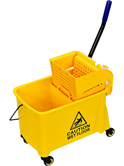 Costway 21 Qt Mop Bucket Side Press Wringer on Wheels w/ Panel 30561829 New