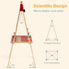Height adjustable wooden art easel with double-sided boards, stable triangular structure, and included magnetic.