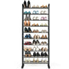 10-tier free-standing metal frame shoe rack showcasing a variety of footwear, perfect for organizing entryways or.