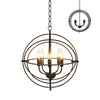 20-inch metal chandelier with a unique spherical design and adjustable rings, enhancing any space with industrial charm.