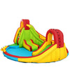Kid's inflatable water slide bounce house showcasing the climbing wall and colorful slides, ideal for summer outdoor.
