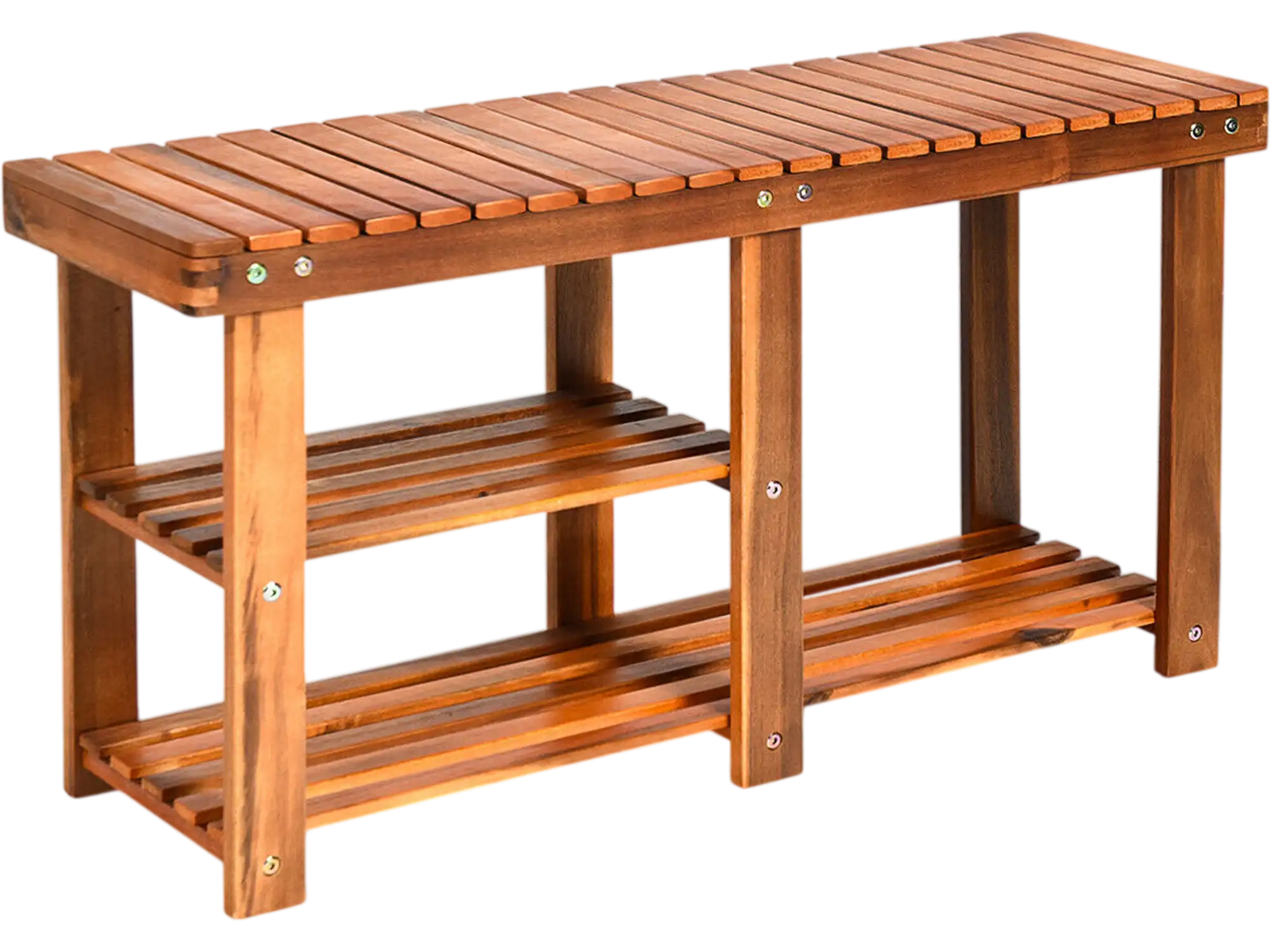 Costway 3-Tier Wooden Shoe Organizer Bench with Seat 72840369 New