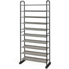 10-tier free-standing metal frame shoe rack with removable layers, ideal for compact spaces and easy to clean.