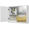 Wall-mounted 2-door mirrored medicine cabinet in white, featuring storage for toiletries and towels, ideal for bathroom.