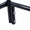 Close-up of the heavy-duty steel frame of the 4 feet outdoor firewood rack with black powder-coated finish.