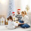 7-foot unlit artificial slim Christmas pencil tree with a white color, ideal for holiday decoration in any space.