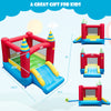 Inflatable kids bounce castle with slide, 420D oxford cloth, mesh walls, ideal for outdoor fun and safe play.
