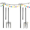 String Light Poles 2 Pack Outdoor Metal Poles with Top Arc Hook and 5-Prong Base-8 ft - Gallery View 1 of 11