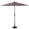 9FT tan patio solar umbrella with steel pole, tilt and crank features, ideal for outdoor shading and lighting.