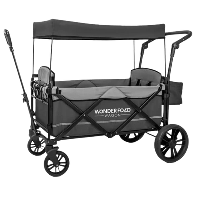 WonderFold Baby X2 Push/Pull 2-Passenger Double Stroller Wagon Grey New