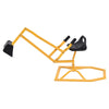 Heavy duty kid ride-on sand digging digger showcasing a secure trapezoid base and yellow steel frame for stable play.