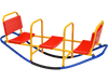 Outdoor kids seesaw teeter for ages 3-8, featuring red seats and sturdy carbon steel frame for safe backyard play.
