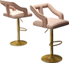 Set of 2 pink bar chairs with footrest, featuring a 2-layer electroplated metal base for stylish kitchen seating.