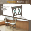 Bar stool with ergonomic backrest and double X hollow-out pattern, featuring a beige linen fabric upholstered seat.
