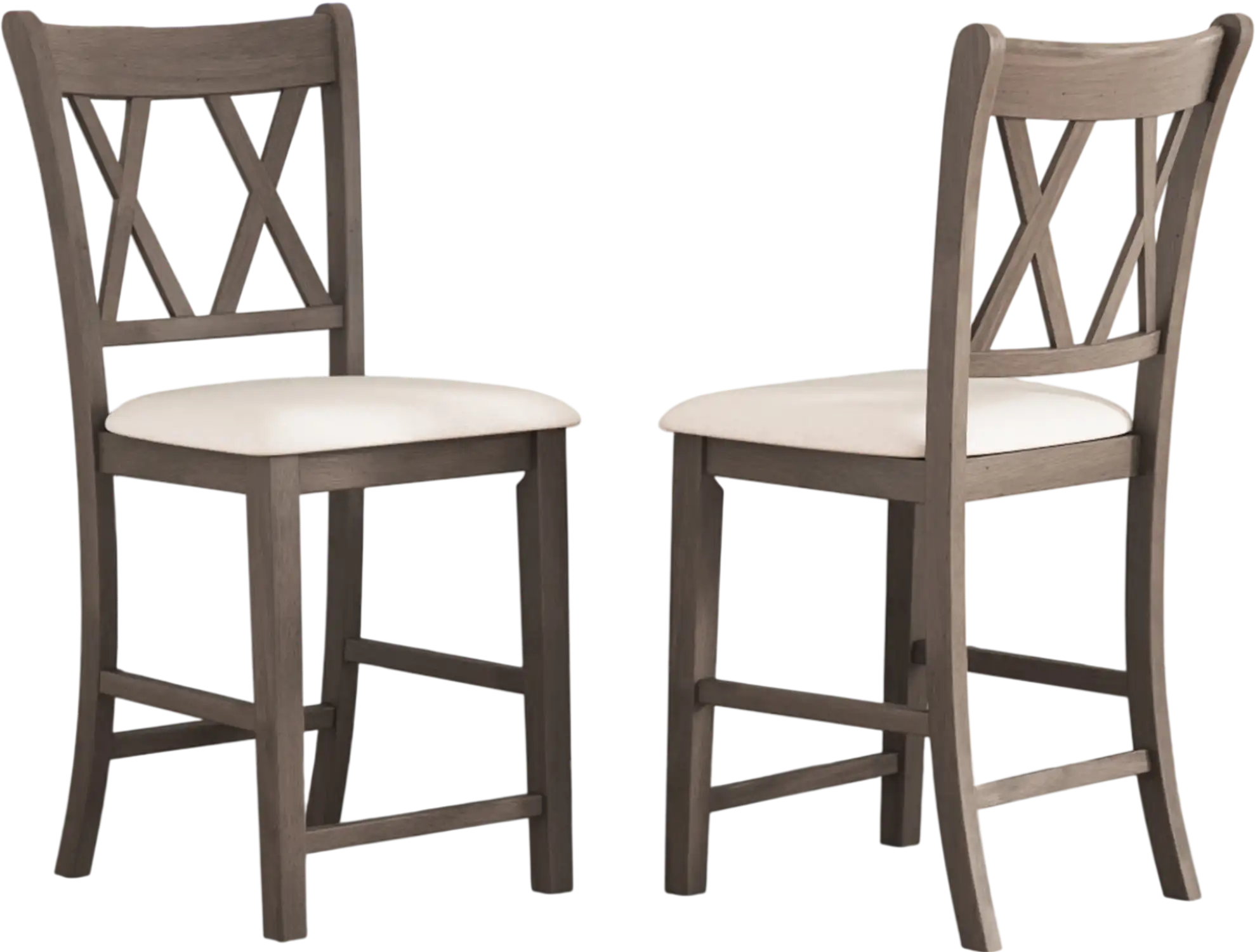 Costway Set of 2 Cross Back Linen Upholstered Bar Stools Beige 68143972 New