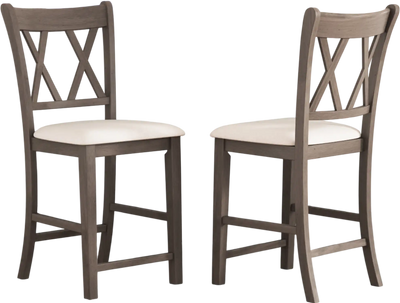 Costway Set of 2 Cross Back Linen Upholstered Bar Stools Beige 68143972 New