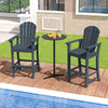 Set of 2 Counter Height Outdoor HDPE Bar Stool with Armrests and Footrest-Navy - Gallery View 1 of 7