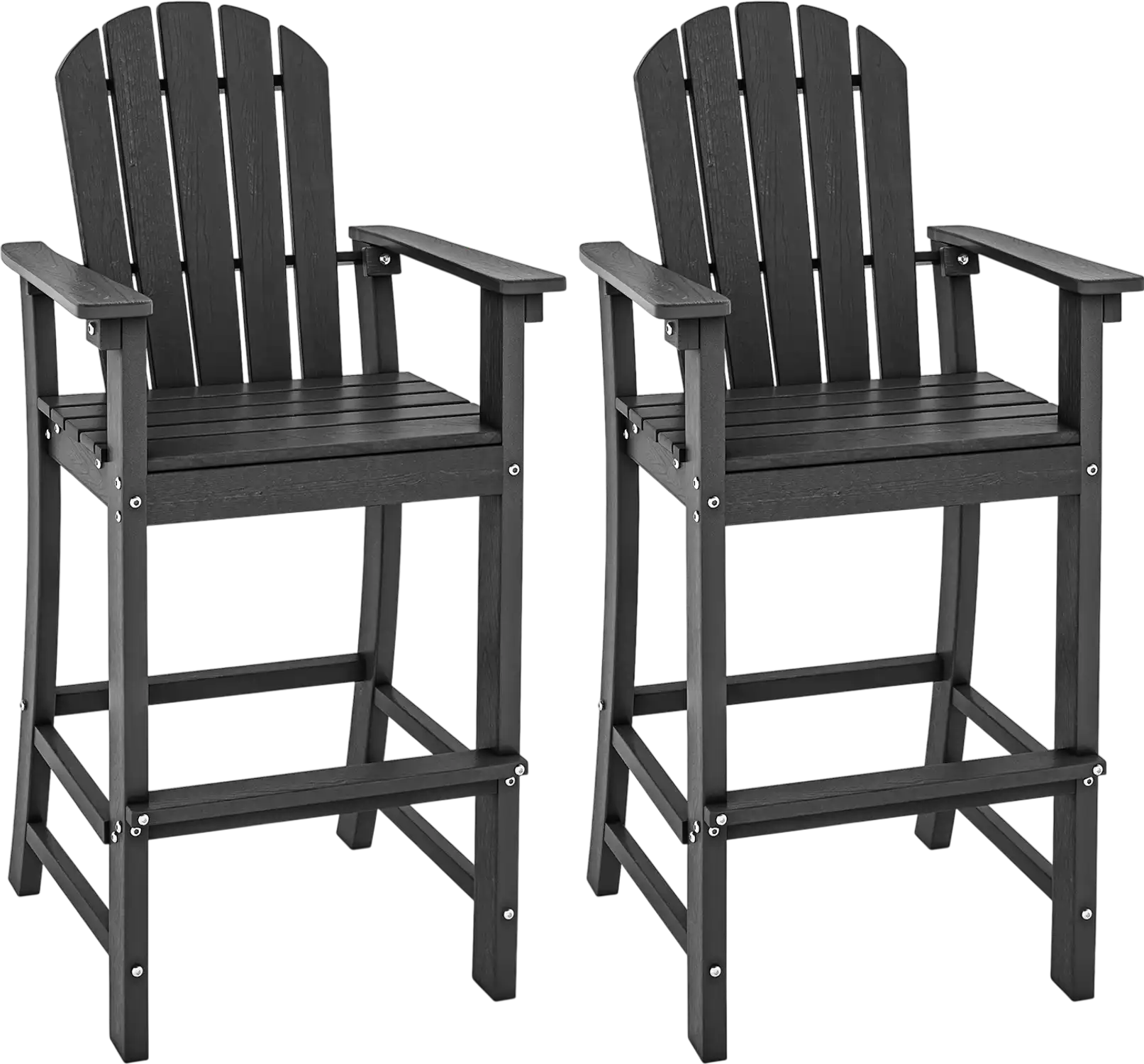 Costway Set of 2 Outdoor Counter Height HDPE Bar Stools w/ Armrests Footrest 145392876 New