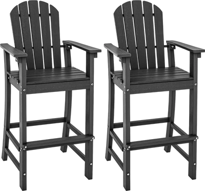 Costway Set of 2 Outdoor Counter Height HDPE Bar Stools w/ Armrests Footrest 145392876 New