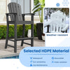 Counter height outdoor HDPE bar stool in black with armrests, footrest, and weather-resistant features for outdoor use.