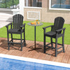 Set of 2 Counter Height Outdoor HDPE Bar Stool with Armrests and Footrest-Black - Gallery View 1 of 7