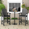 Set of 2 black HDPE outdoor bar stools with armrests and footrests, designed for counter height tables.