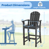 Counter height outdoor HDPE bar stool with armrests, 30" seat height, and 360 lbs weight capacity for versatile use.