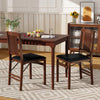 Set of 2 foldable upholstered kitchen chairs in brown with padded seats, ideal for comfortable dining and space-saving.