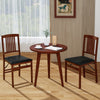 Set of 2 brown foldable upholstered kitchen chairs with padded seats, perfect for space-saving dining areas.