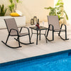 Set of 2 Heavy-Duty Metal Patio Rocking Chair with Breathable Seat Fabric-Brown - Gallery View 1 of 9